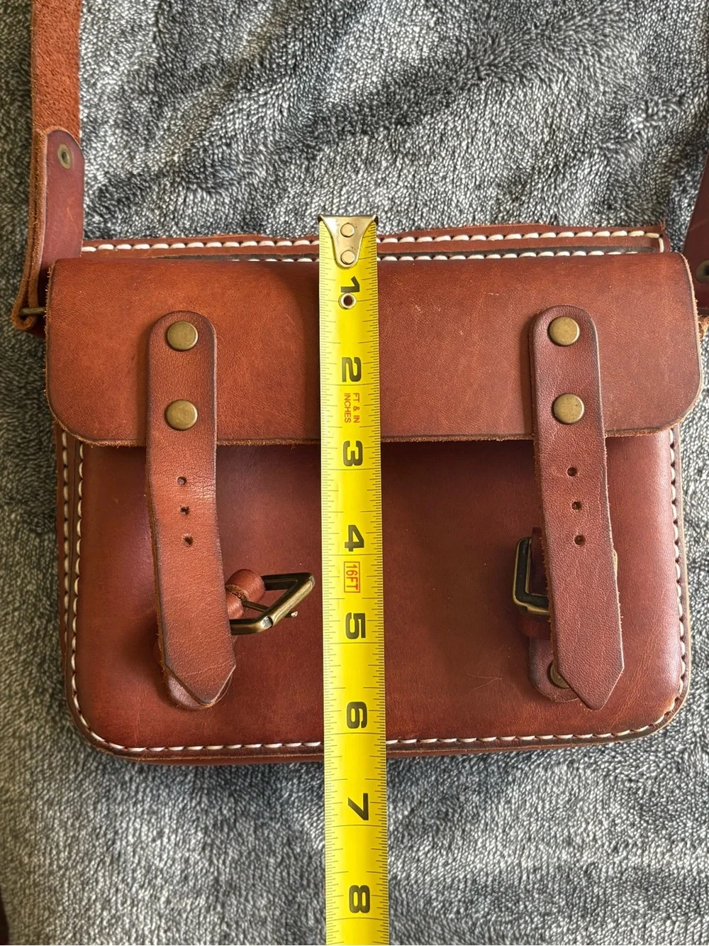 Brown Leather Crossbody Satchel Bag
